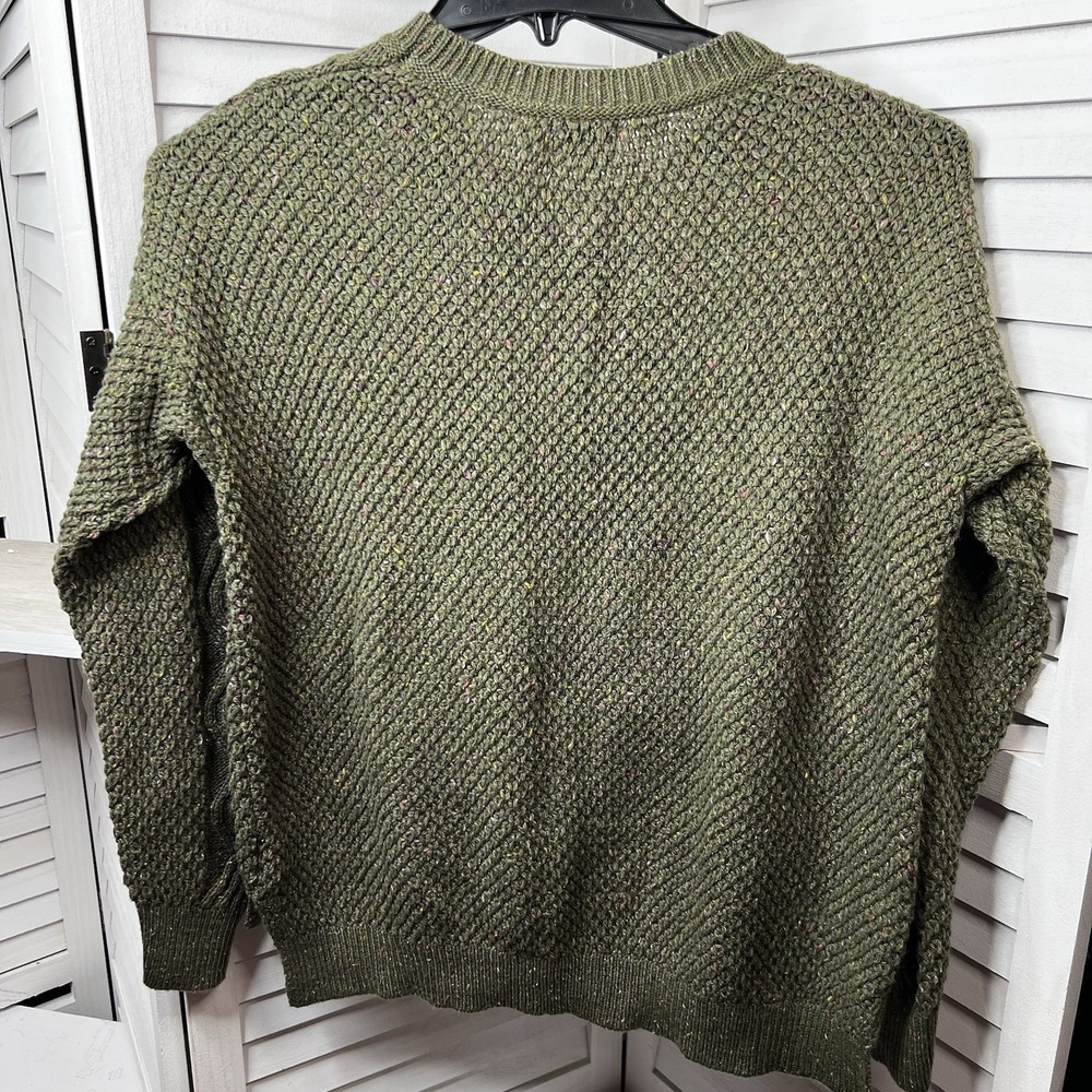 Time and Tru Olive Branch Tweed Cable Knit Sweater Lg 12-14 Chunky Pullover - Picture 3 of 6